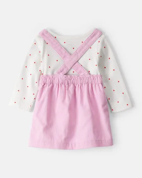 Heart Print Long-Sleeve Dress Set - Pink(Back).webp
