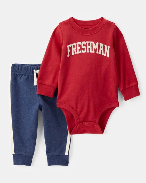 [20261008] Baby Boy Freshman Long-Sleeve Bodysuit & Pull-On Pant Set