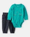 Baby Boy Skiing Print Long-Sleeve Bodysuit & Pant Set