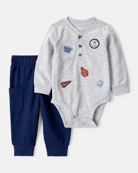 [20261024] Baby Boy Sports Long-Sleeve Bodysuit & Pant Set
