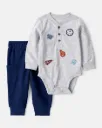 Baby Boy Sports Long-Sleeve Bodysuit & Pant Set