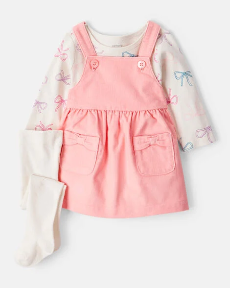 [20261020] Baby Girl Bow Heart Print Long-Sleeve Dress Set