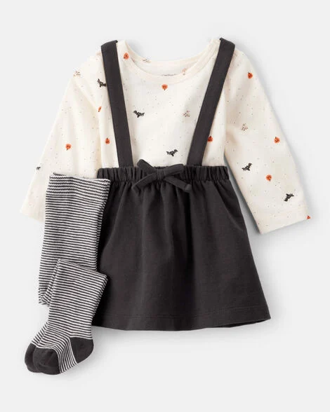 [20261018] Baby Girl Pumpkin/Bats Tee & Jumper Set