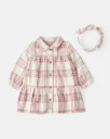 Baby Girl Plaid Cotton Long-Sleeve Dress Set