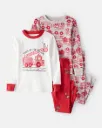 Toddler Firetruck Print 100% Cotton Long-Sleeve Snug  Pajamas