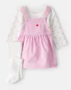 Baby Girl - Heart Print Long-Sleeve Dress Set