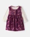 Baby Girl Flowers Print Velour Long-Sleeve Dress Set