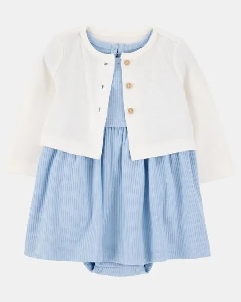 [20260408] Baby 2-Piece Bodysuit Dress & Cardigan Set