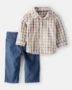 Baby Boy 2-Piece Plaid Shirt & Pant Set