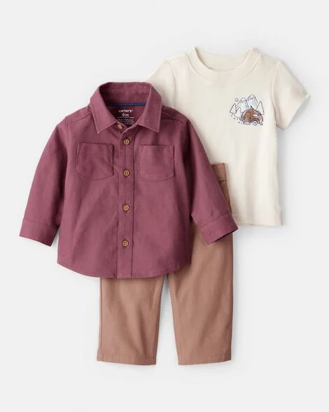 [20260413] Baby Boy 3-Piece Button-Down Outfit Set