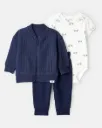 Baby Boy 3-Piece Bicycle Quilted Jacket Outfit Set