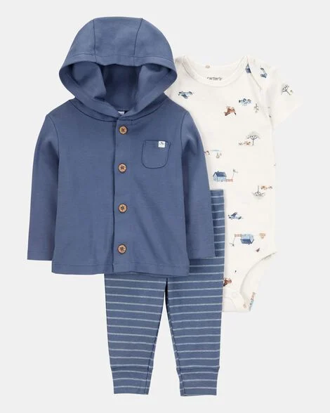 [20260418] Baby Barn Print 3-Piece Cardigan Set