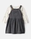 Baby Girl Bow Print Cotton Long-Sleeve Dress Set