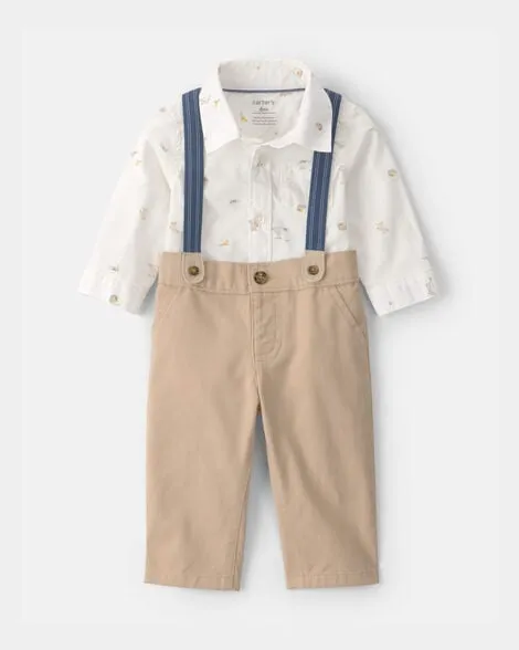 [20260426] Baby Boy 2-Piece Easter Bunny Bodysuit & Suspender Pant Set (3M)