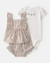 Baby Girl 3-Piece Cherry Striped Outfit Set
