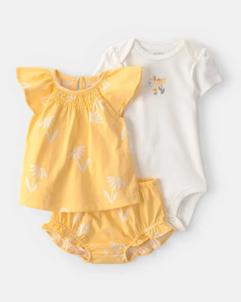 [20260433] Baby Girl 3-Piece Flower Outfit Set (3M)