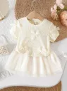 Baby Girls Apricot Knit Short Sleeve Top