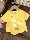 Baby Girl Cute Bee, Flower, Daisy Graphic Print Short Sleeve T-Shirt