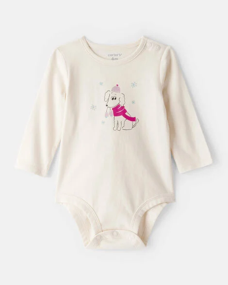 [20261004] Baby Girl-Dog Long-Sleeve Graphic Bodysuit