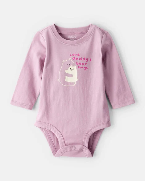 [20261006] Baby Girl Bear Hugs Long-Sleeve Graphic Bodysuit