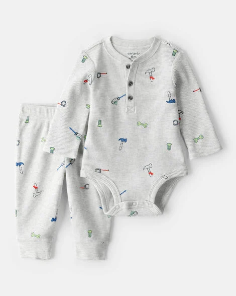 [20261013] Baby Boy  Construction Thermal Bodysuit & Pant Set